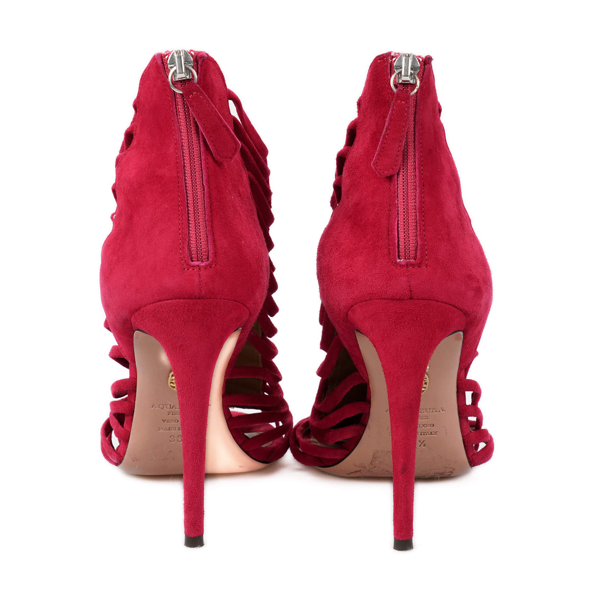 Aquazzura - Red Suede Cut Out Ankle Pumps